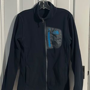 North Face navy blue fleece zip up size Men’s small.